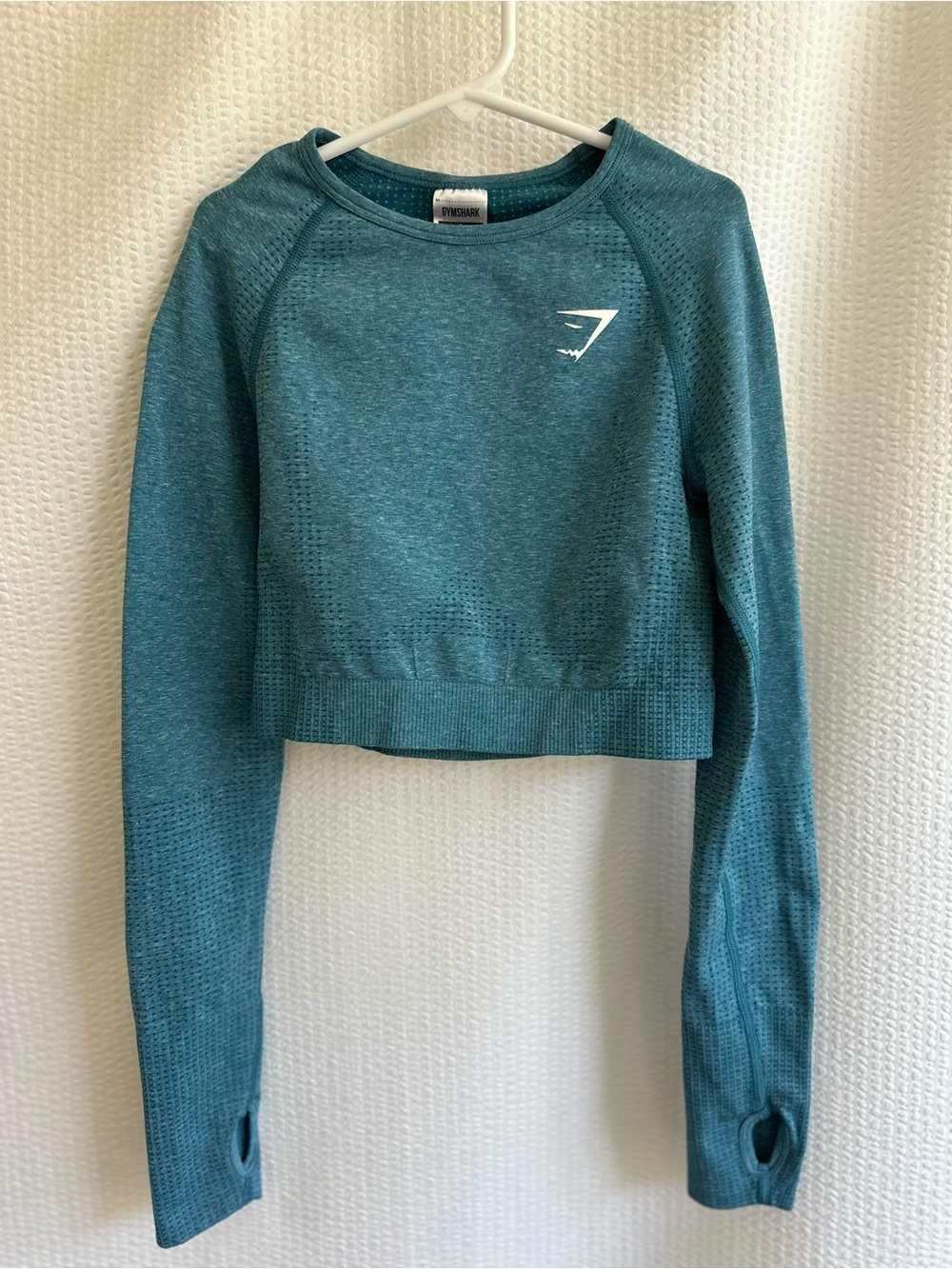 GYMSHARK Vital Seamless 2.0 Tahoe Teal Blue Long Sleeve Crop Top Women’s Small